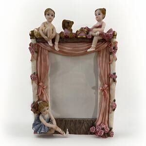 Vintage Montefiori Collection Italian 3D Resin Ballerina Picture Frame Pink Rose